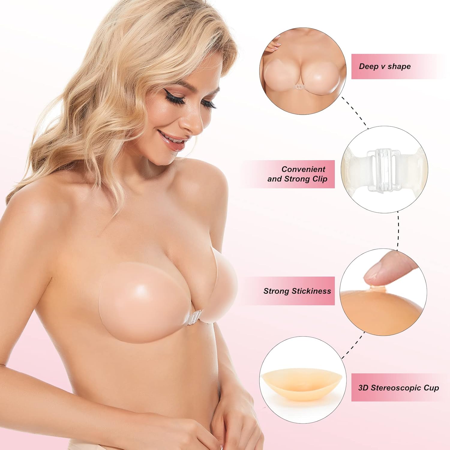 스티키 브라 푸쉬업 접착식 브라 여성용 누브라 실리콘  - Strapless Bra Adhesive 리뷰 및 가격