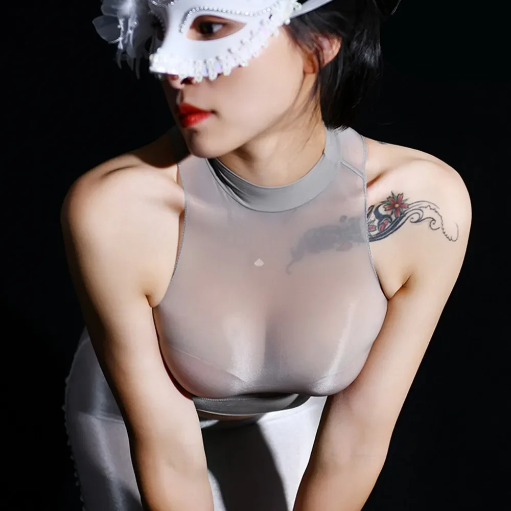 여성용 시스루 광택 브라, 투명 탑, 패셔너블한 광택  - Sheer Mesh Bra 리뷰 및 가격