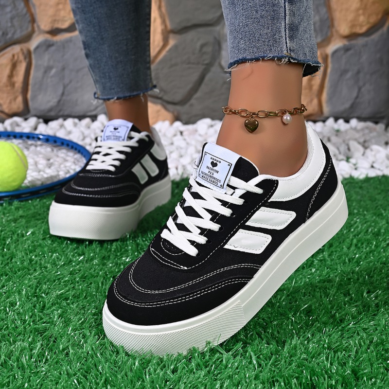 새로운 여성 캔버스 가황화 신발 레이스업 스포츠 플랫폼 - Vans Shoes Old Skool 리뷰 및 가격